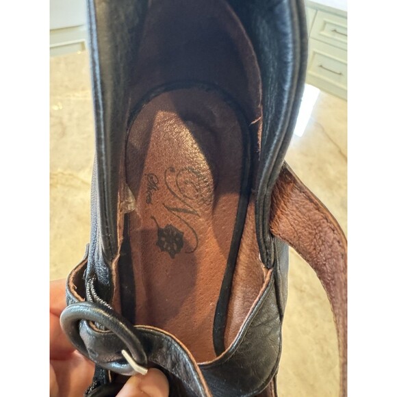 Chocolate Negro Portugal Pumps Black Leather Vintage Strap Maryjane 5.5 Coquette - Picture 3 of 16